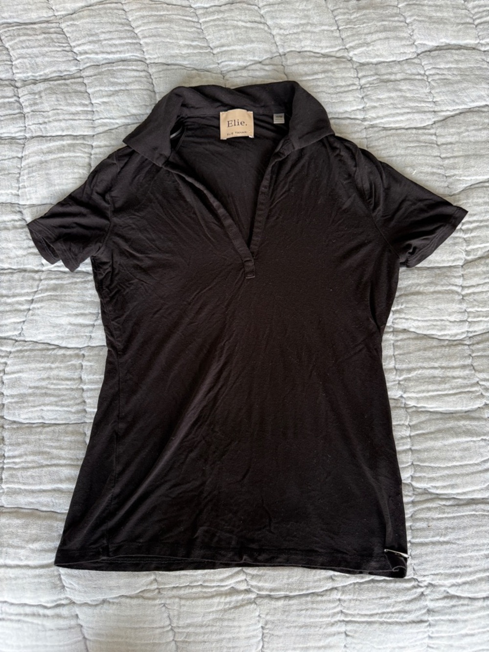 Elie by elie tahari black collared top